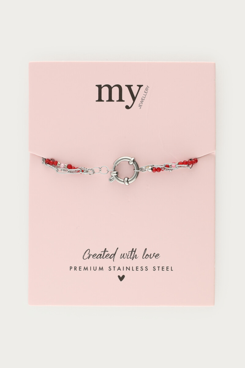 Triple burgundy bracelet with lock | My Jewellery