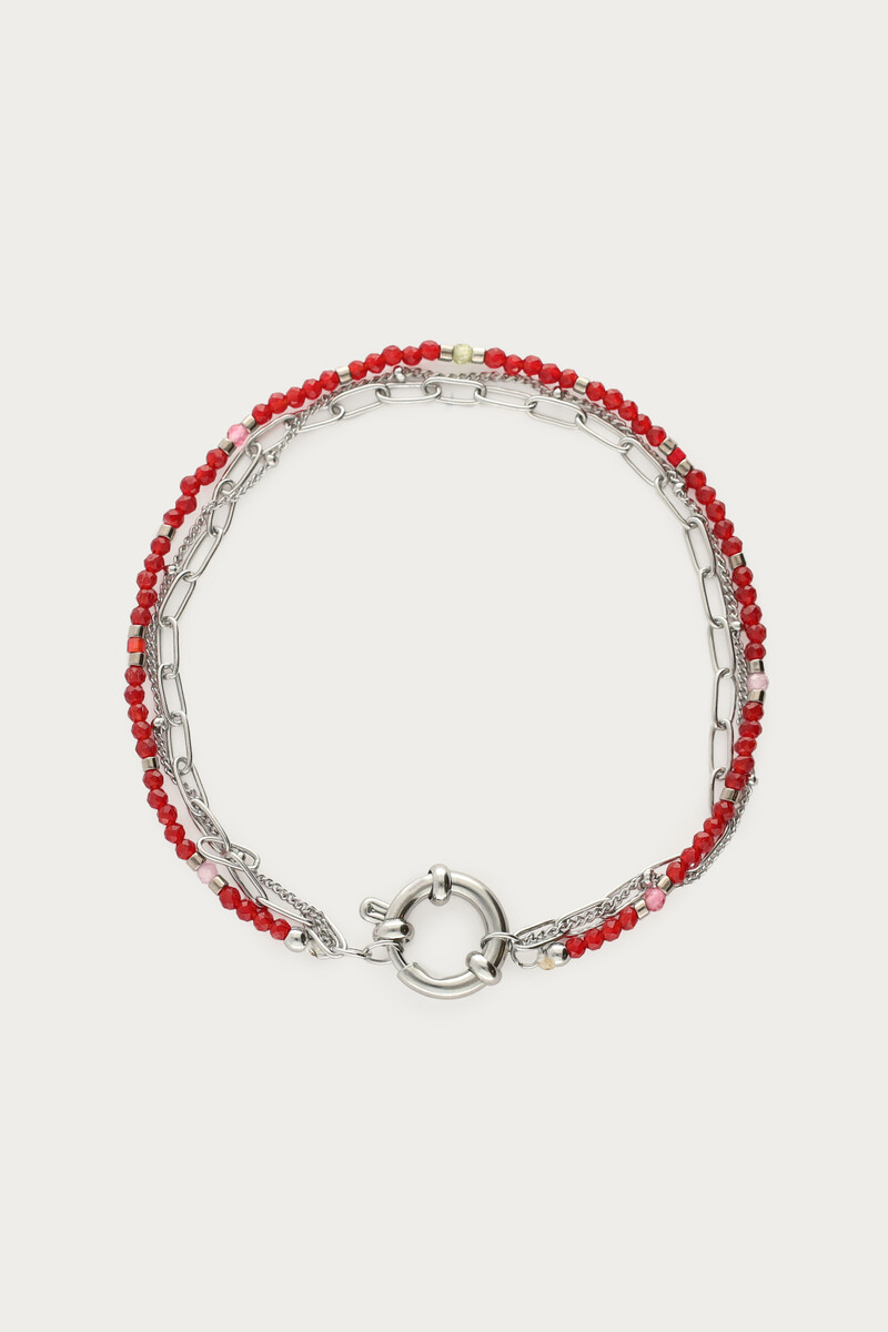 Triple burgundy bracelet with lock | My Jewellery