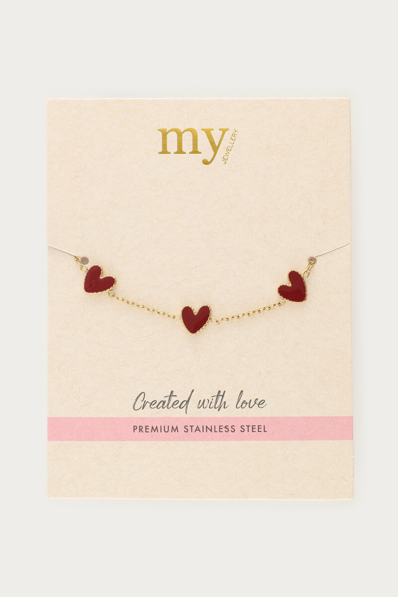 Bracelet with burgundy mini hearts | My Jewellery