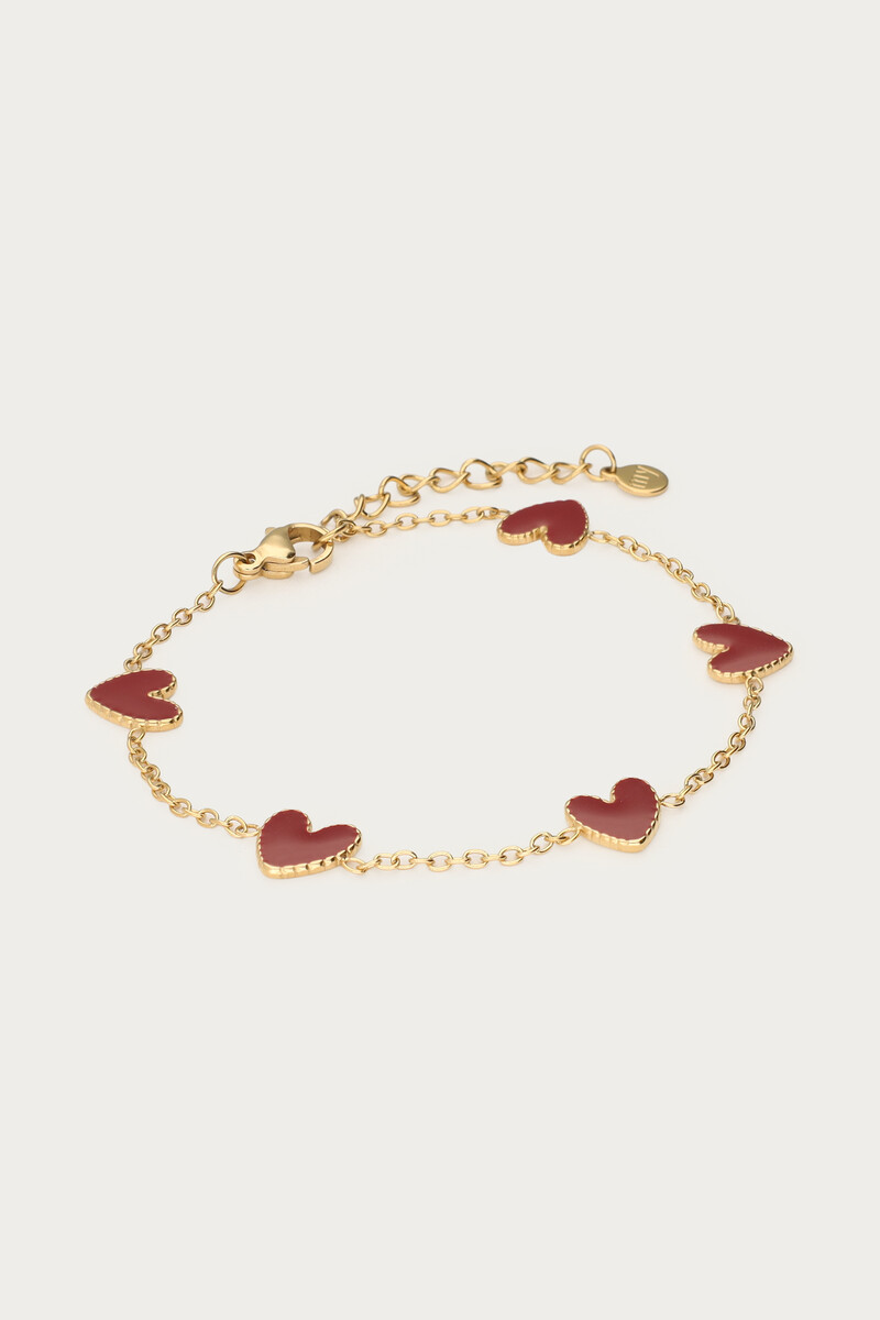 Bracelet with burgundy mini hearts | My Jewellery