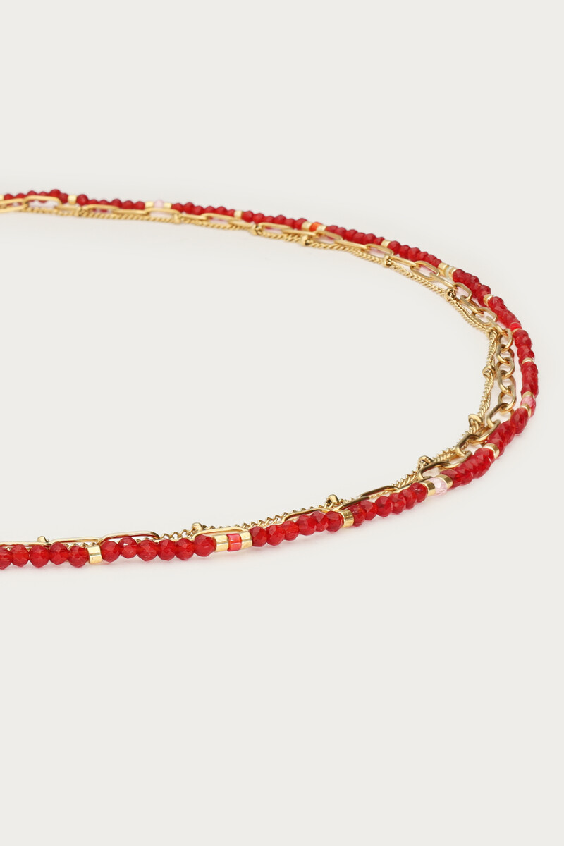 Triple burgundy necklace with lock | My Jewellery