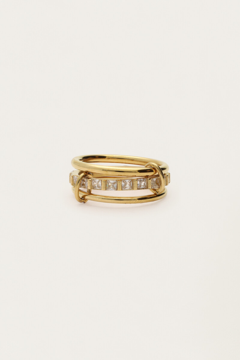 Bague triple reliée avec strass | My Jewellery