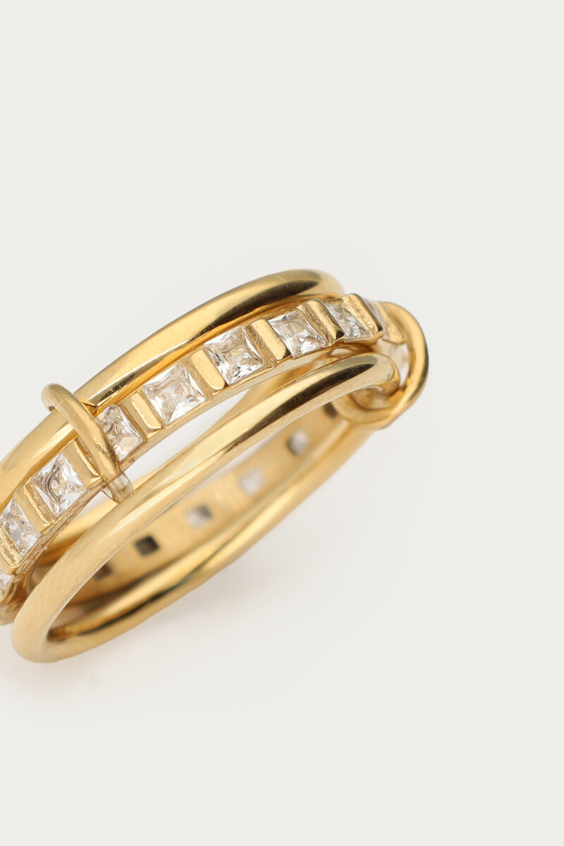 Triple ring connected with rhinestones | My Jewellery