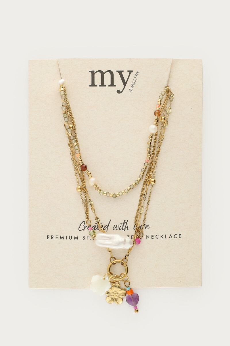 Triple necklace with freshwater pearl and beads | My Jewellery