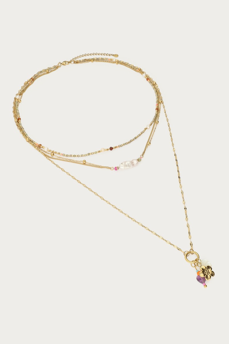 Triple necklace with freshwater pearl and beads | My Jewellery