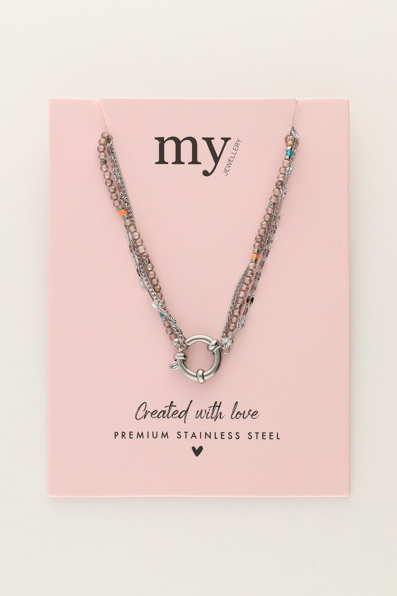 Triple necklace with taupe beads | My Jewellery