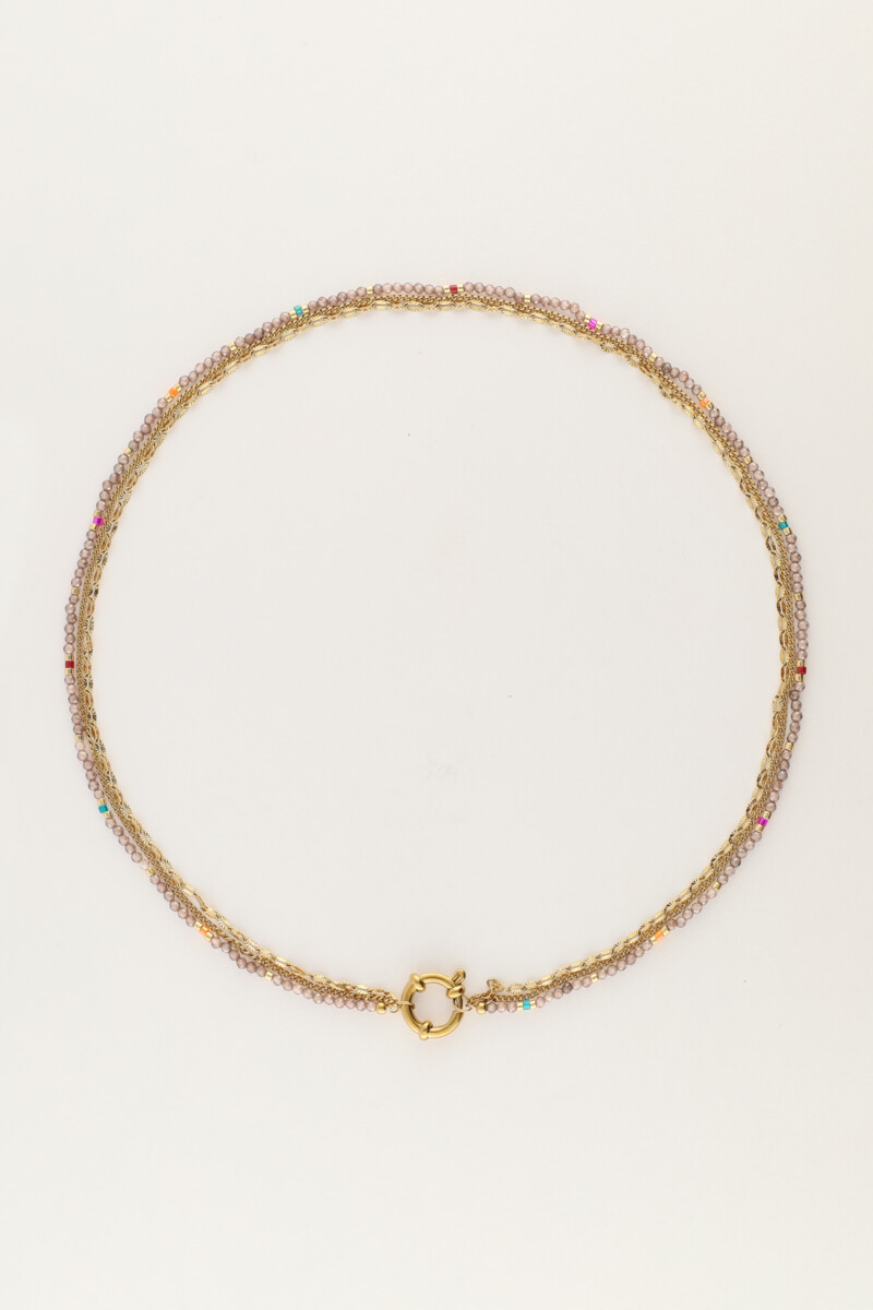 Triple necklace with taupe beads | My Jewellery