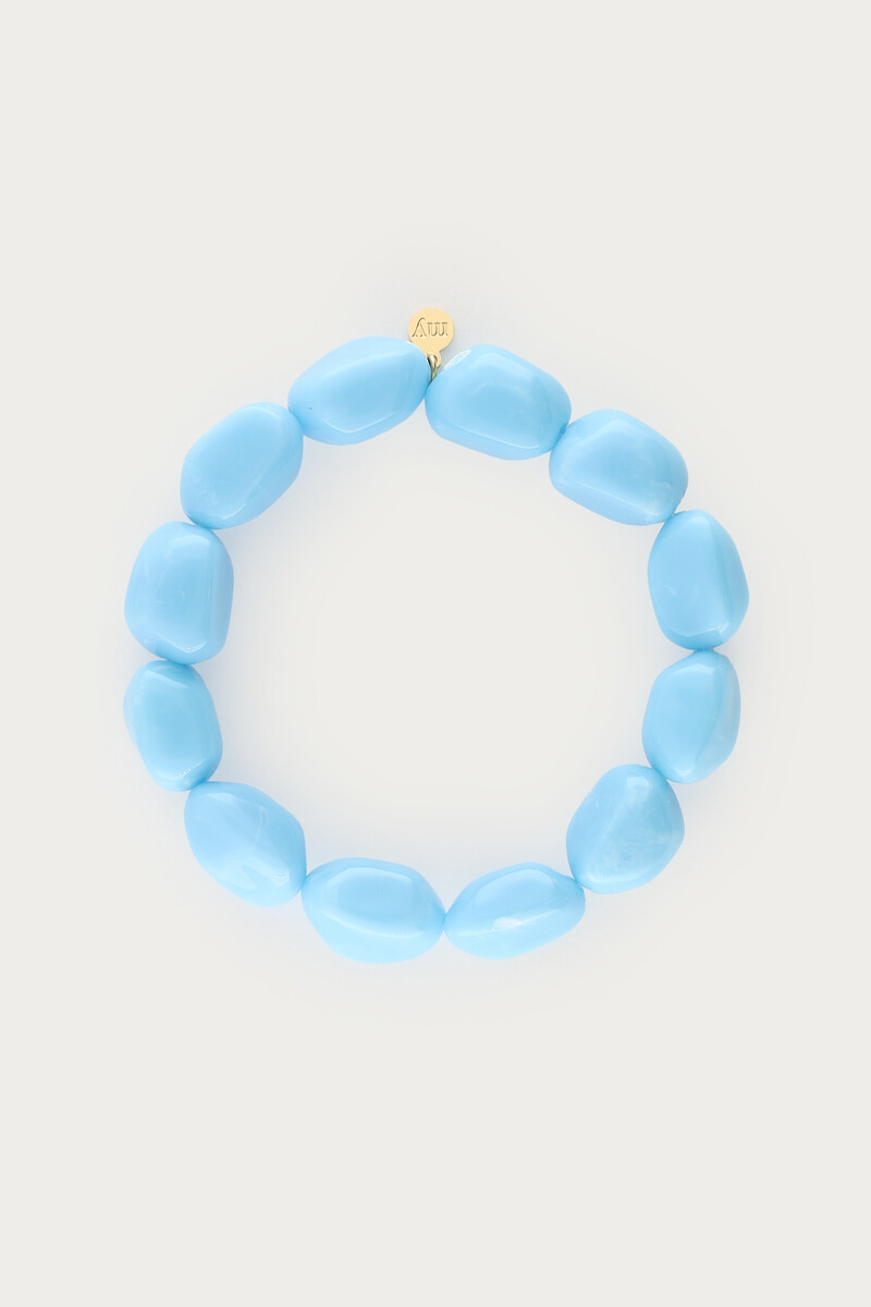 Tropical blauwe elastieken kralen armband