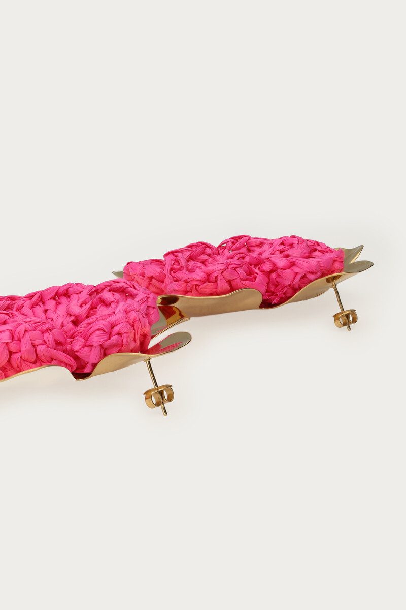 Tropical drop earrings with pink statement flower | My Jewellery