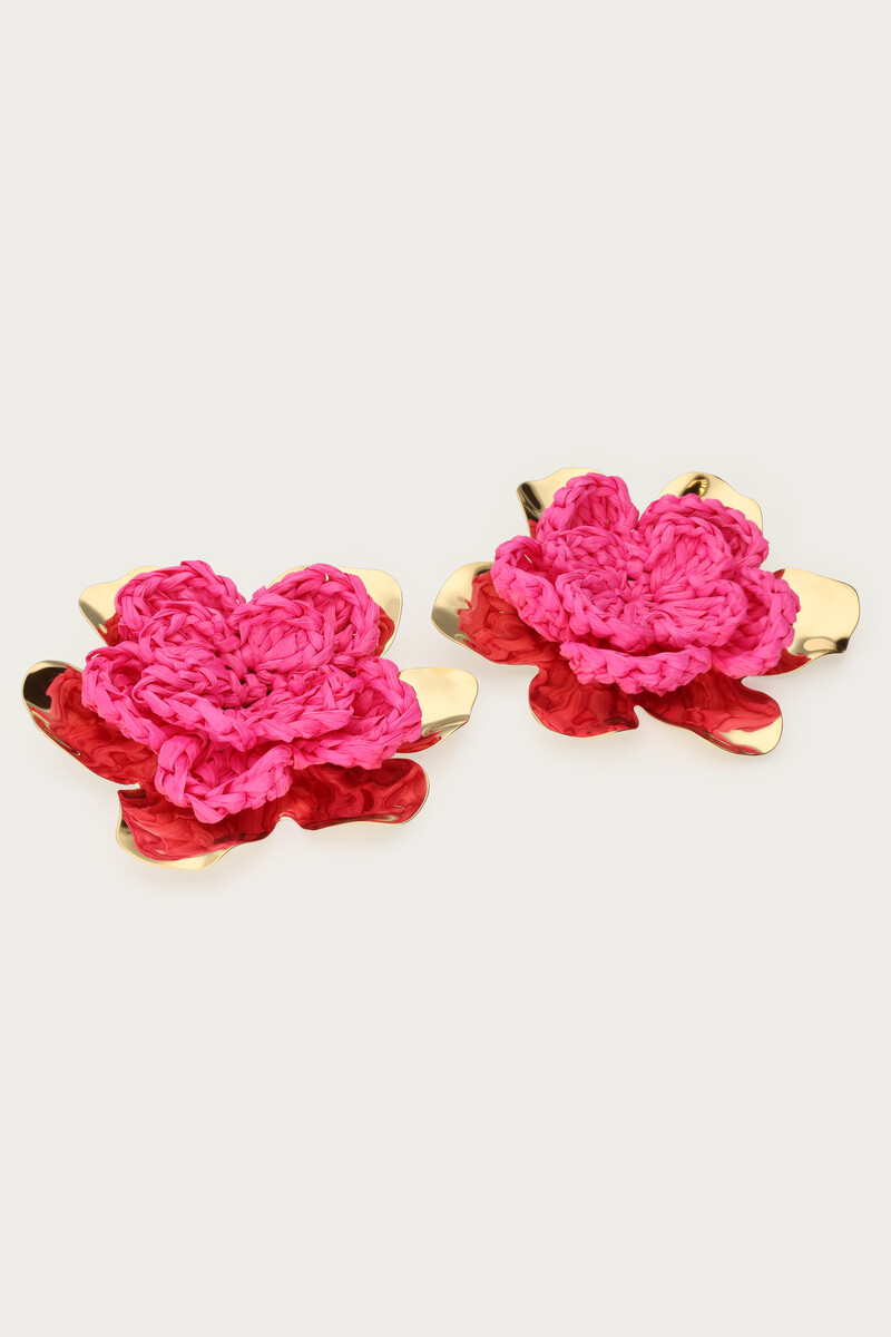 Tropical drop earrings with pink statement flower | My Jewellery