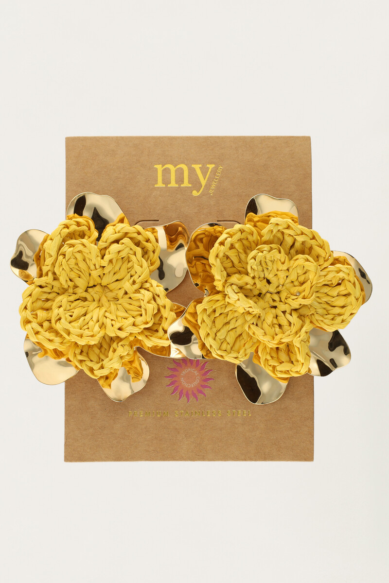 Tropical drop earrings with yellow statement flower | My Jewellery