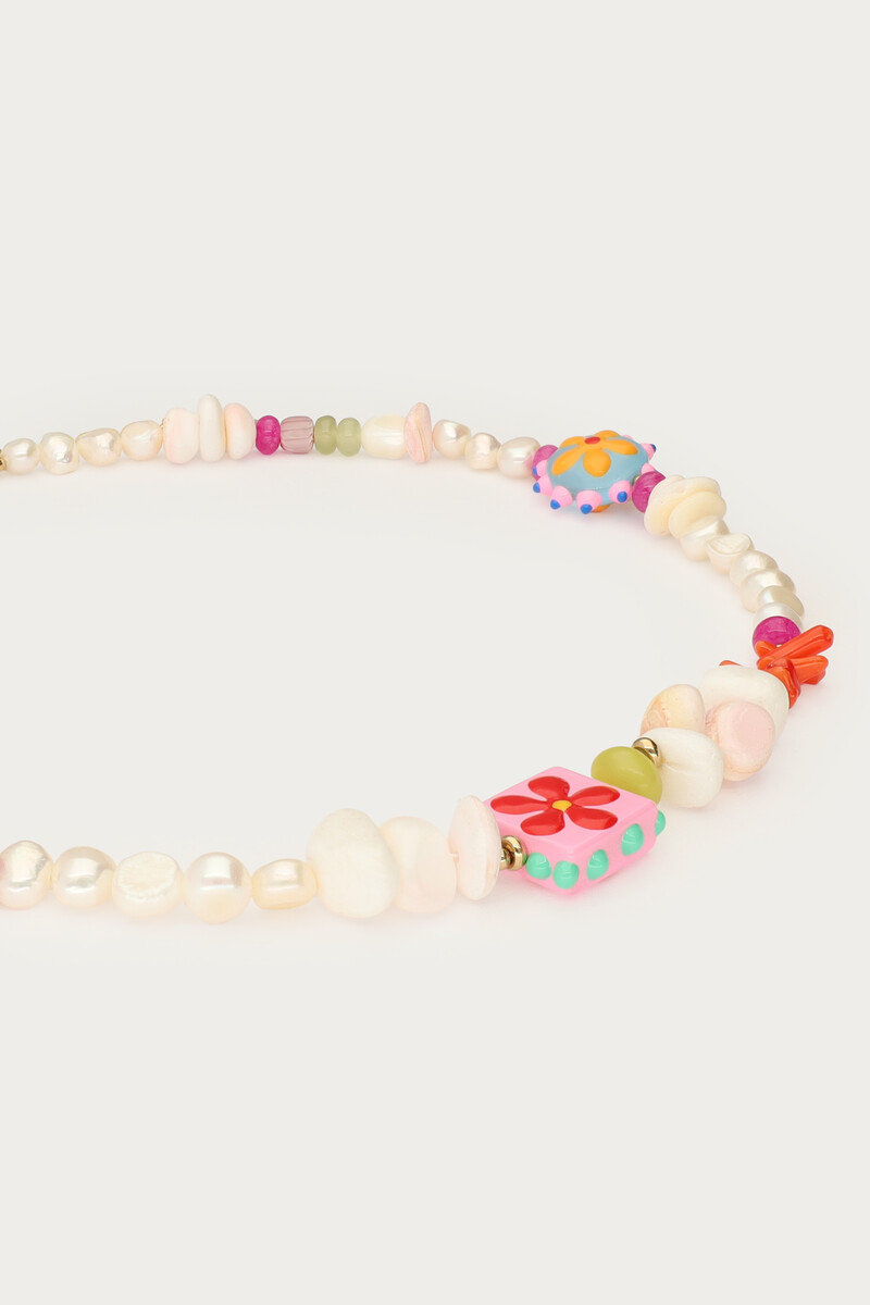 Tropical freshwater pearl necklace with shells and flowers | My Jewellery