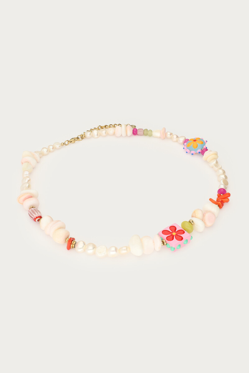 Tropical freshwater pearl necklace with shells and flowers | My Jewellery