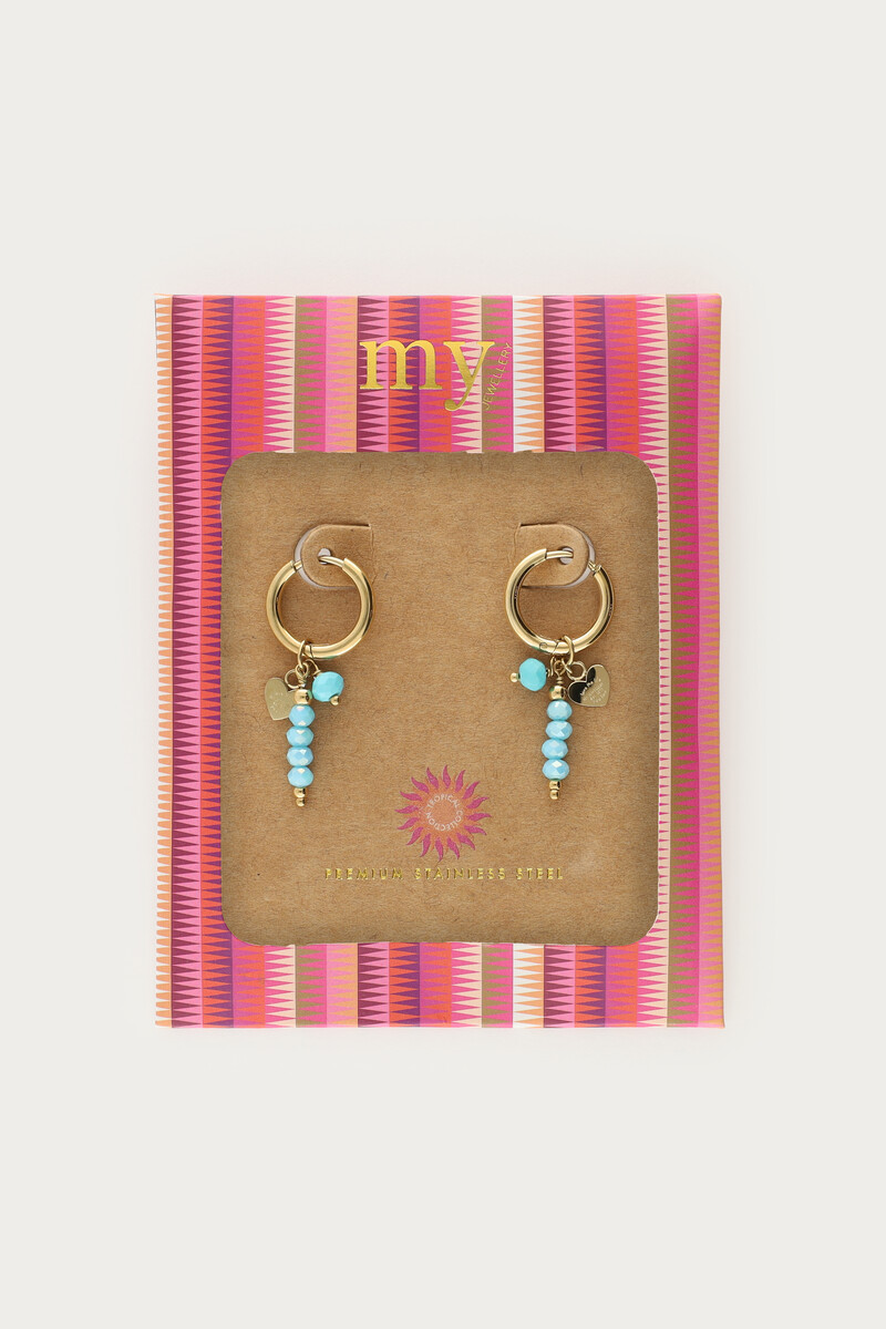 Tropical hoop earrings with blue beads | My Jewellery