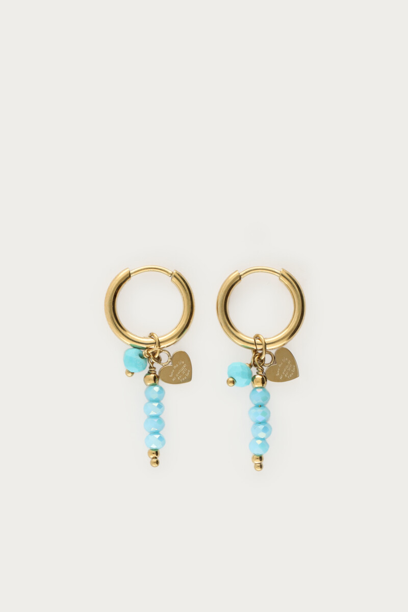 Tropical hoop earrings with blue beads