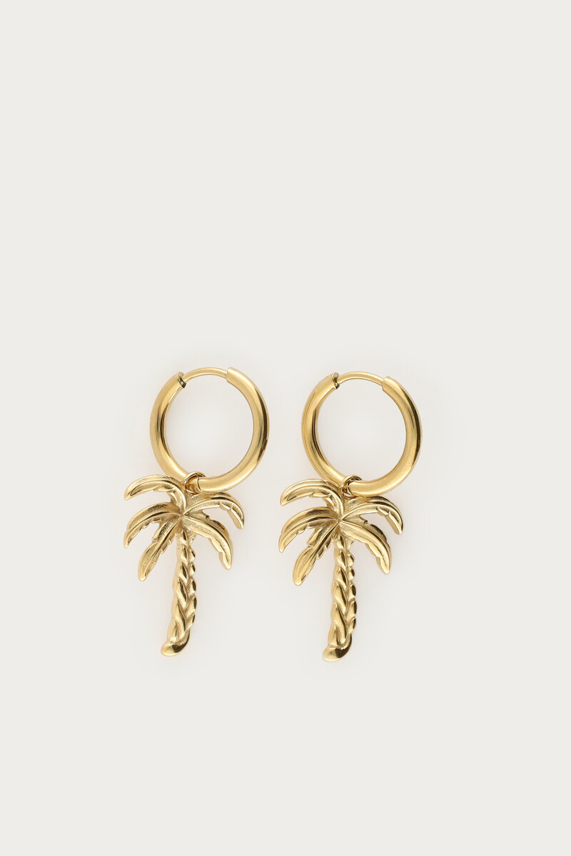 Tropical hoop earrings with palm tree