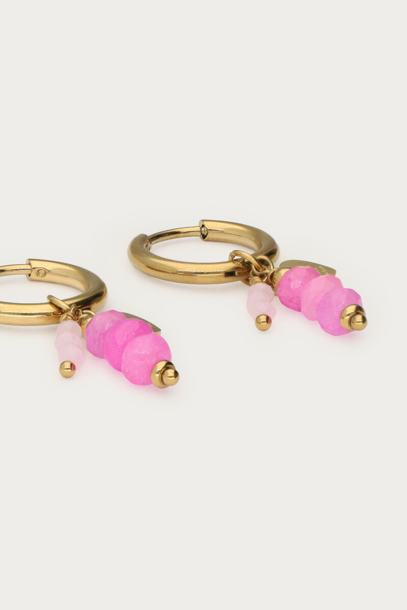 Tropical hoop earrings with pink beads | My Jewellery