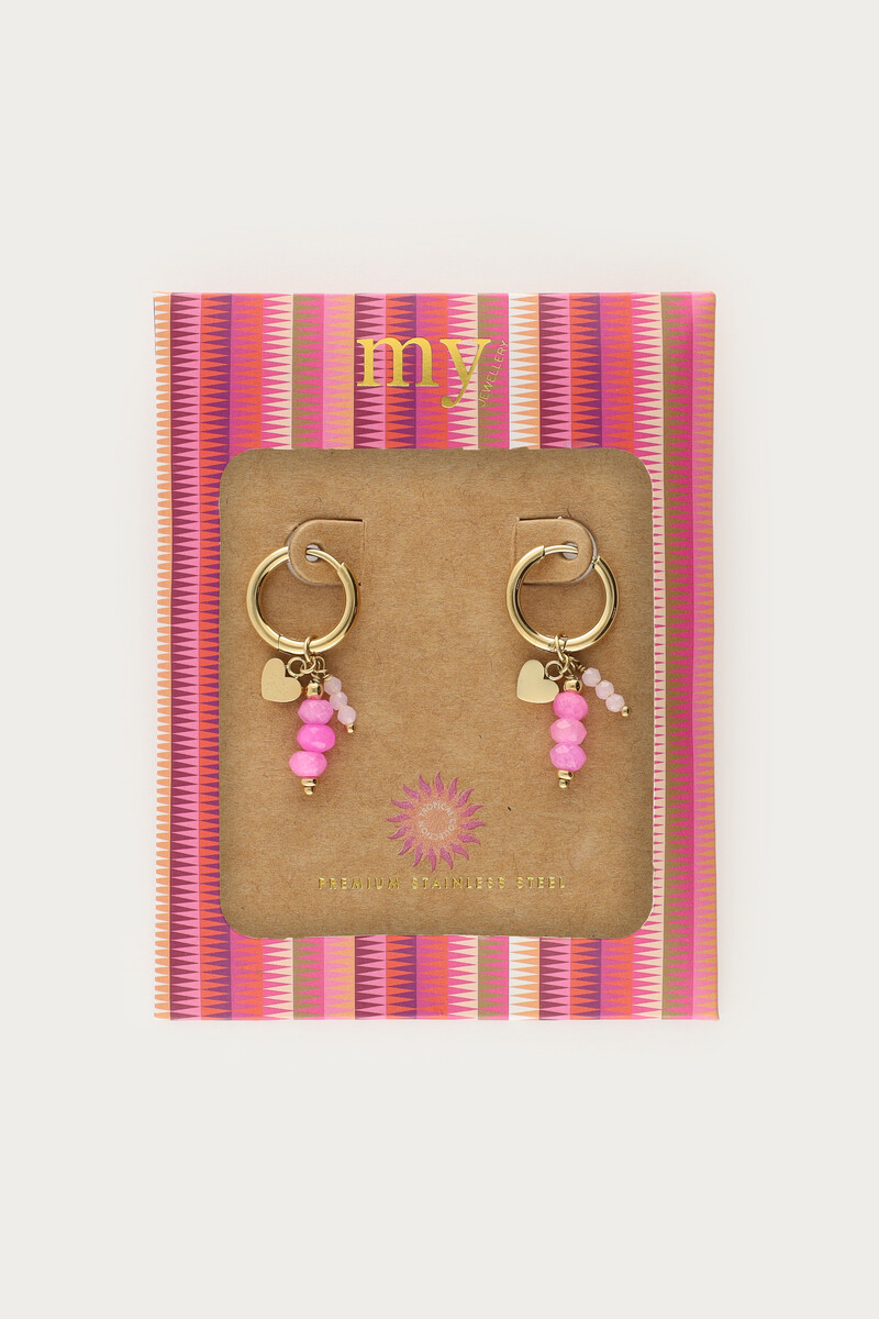 Tropical hoop earrings with pink beads | My Jewellery