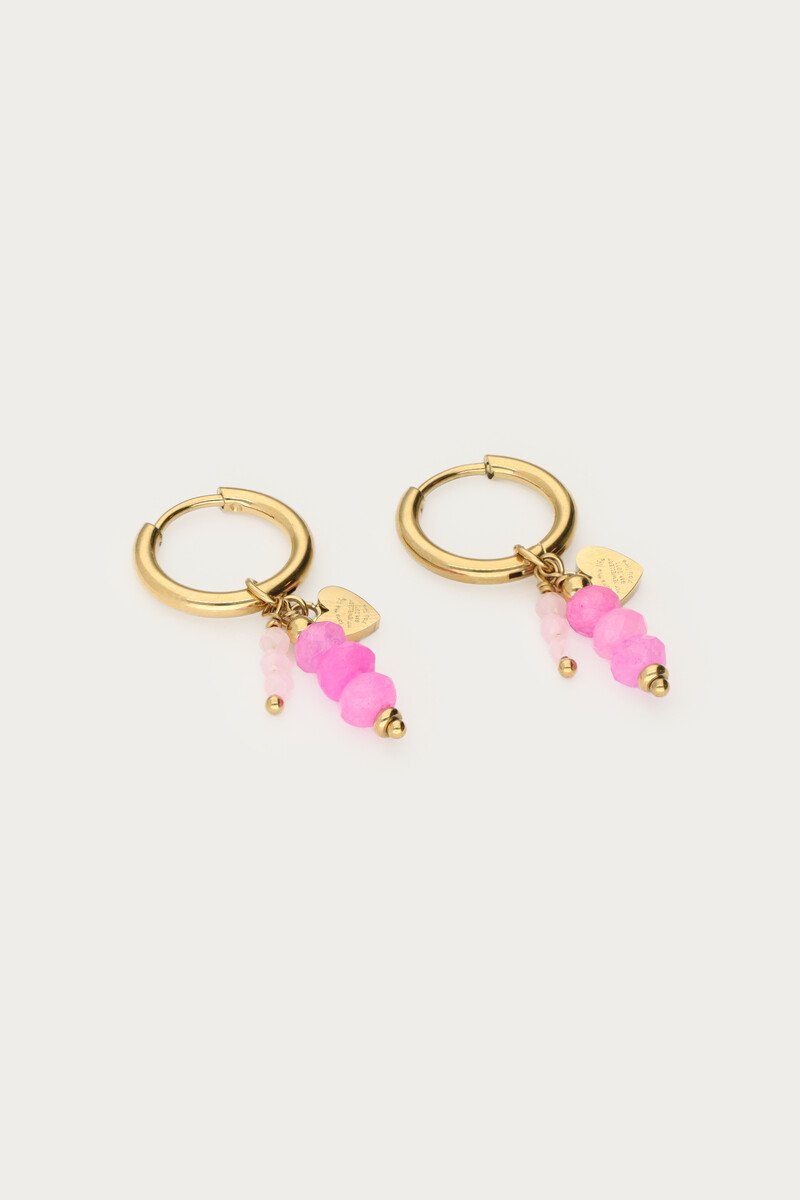 Tropical hoop earrings with pink beads | My Jewellery