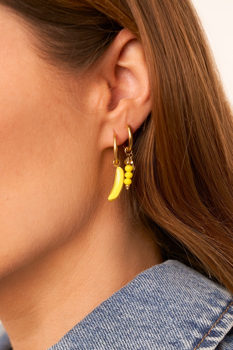 Tropical oorringen met gele kralen