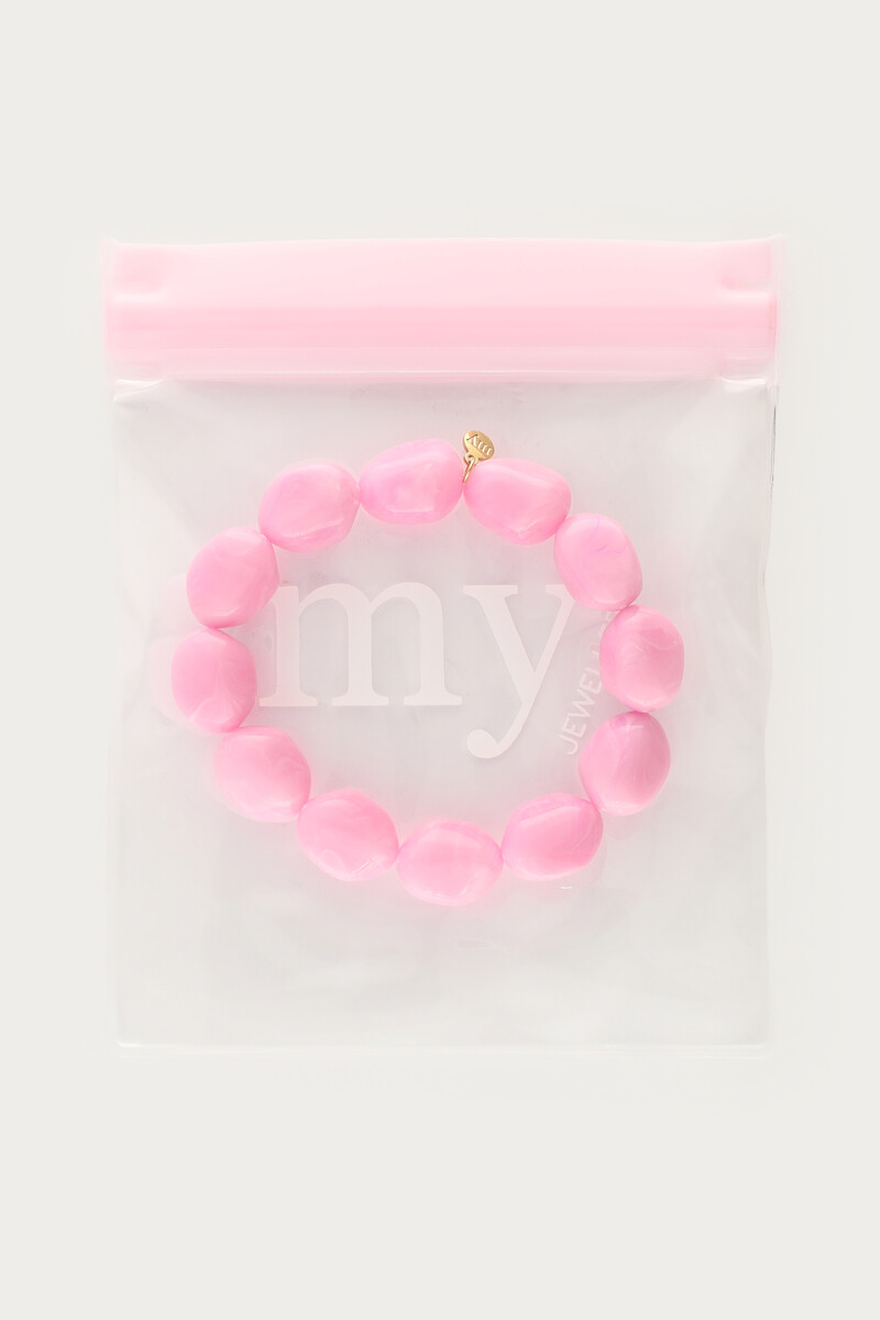 Tropical pink elastic beaded bracelet | My Jewellery