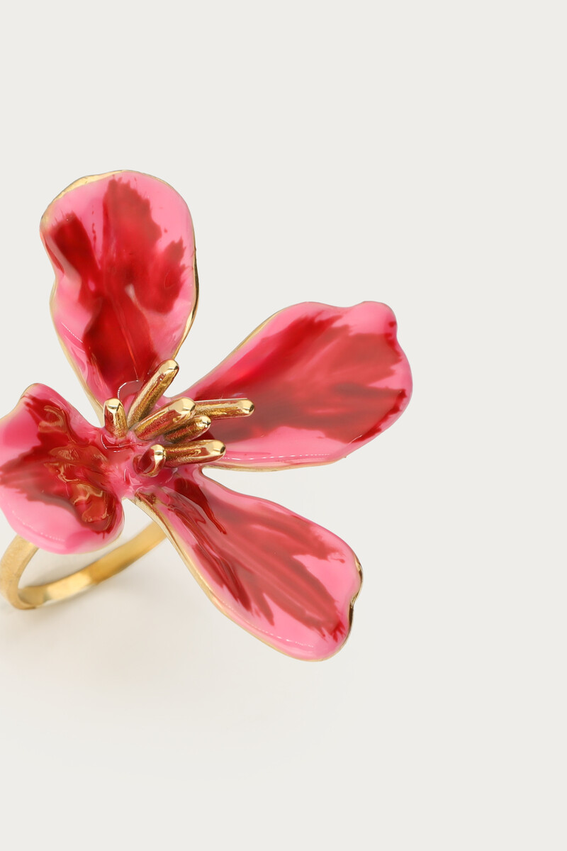 Tropical pink statement ring with flower | My Jewellery