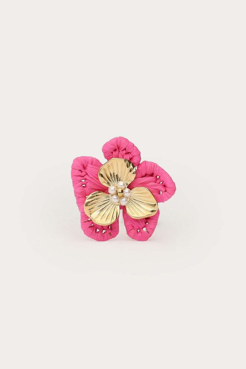 Tropical ring met roze bloem