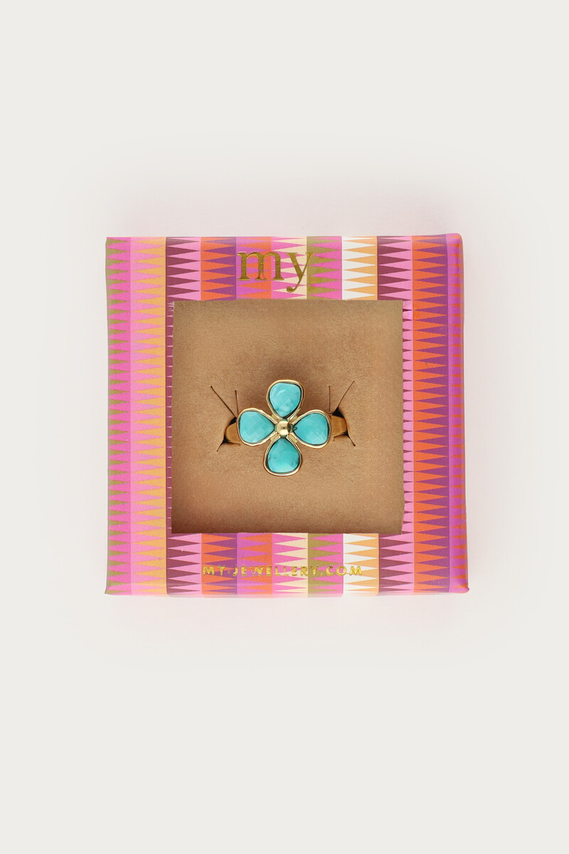 Tropical ring with turquoise clover | My Jewellery