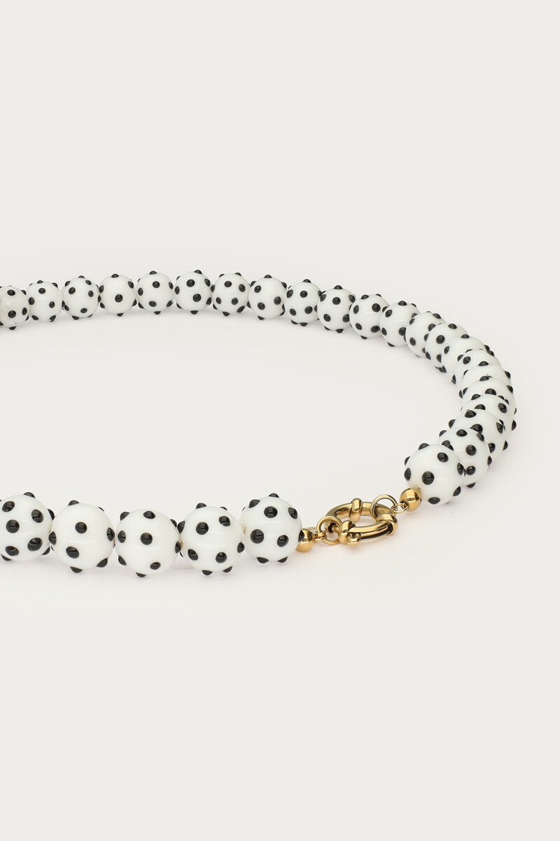 Tropical white beaded necklace with polka dots | My Jewellery