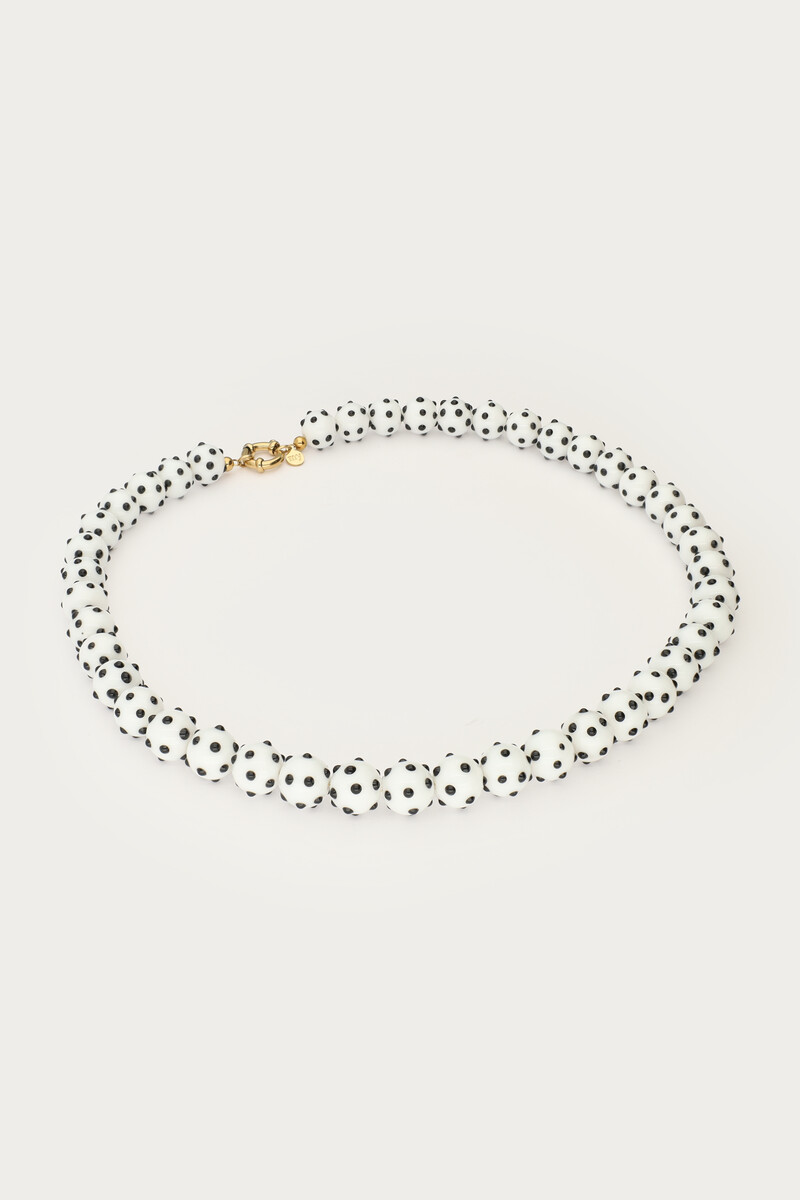 Tropical white beaded necklace with polka dots | My Jewellery