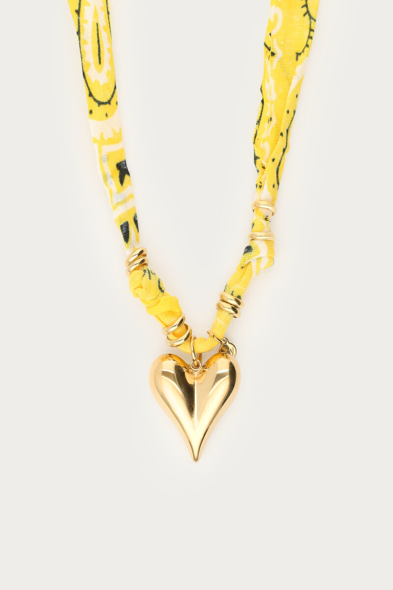 Tropical yellow bandana necklace with heart | My Jewellery