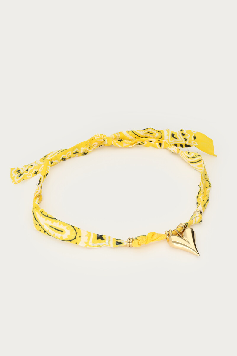 Tropical yellow bandana necklace with heart | My Jewellery
