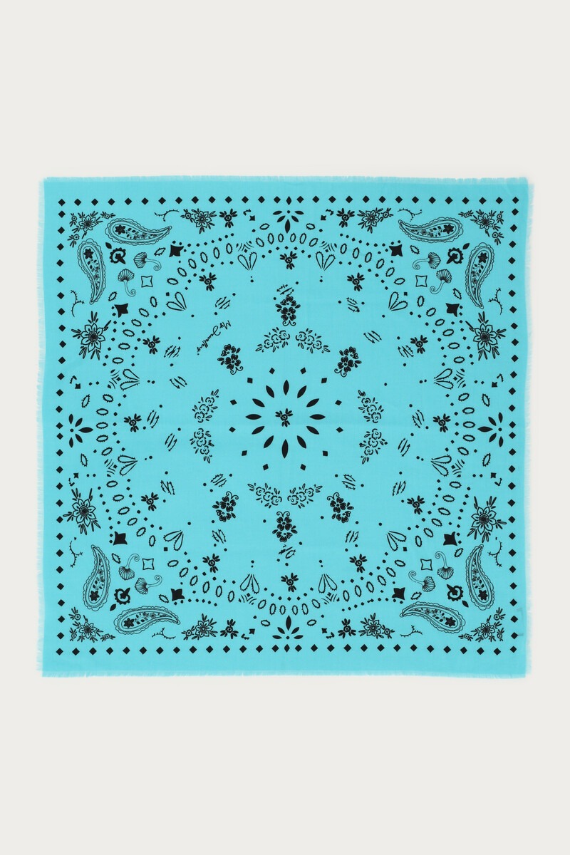 Turquoise scarf with paisley print | My Jewellery