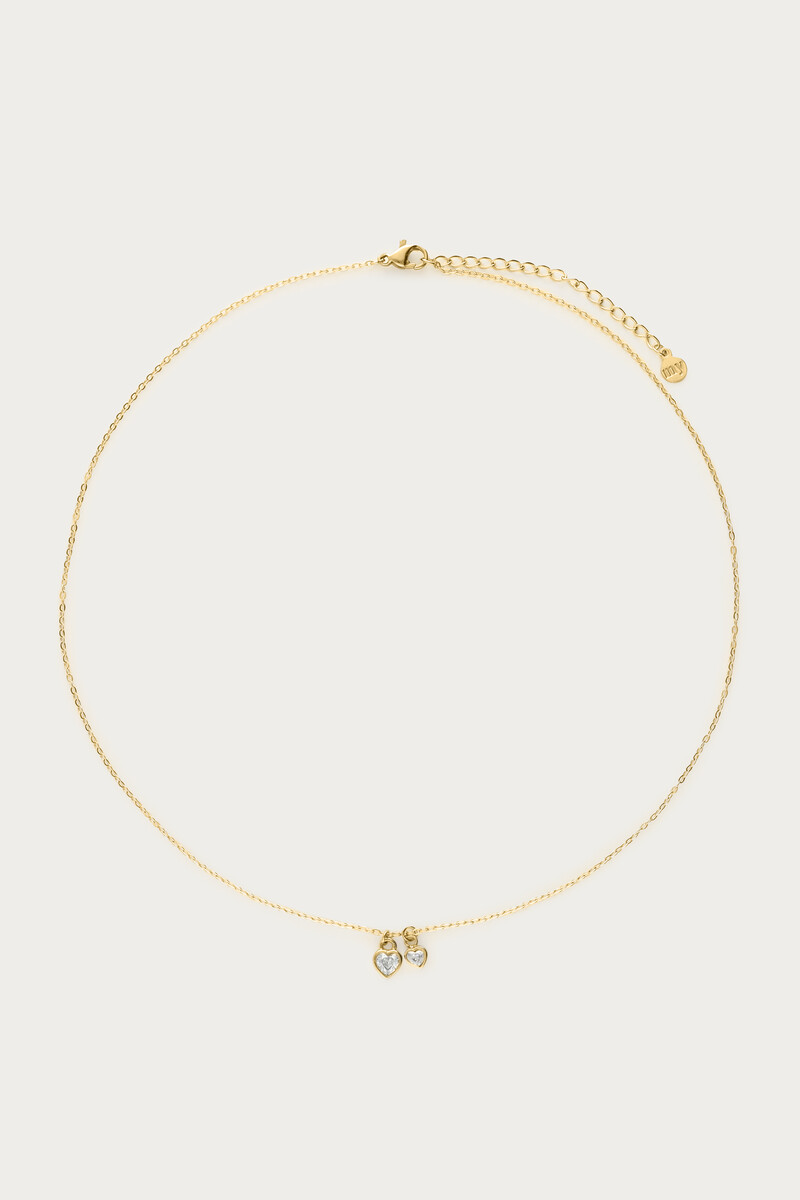 Two rhinestone heart necklace