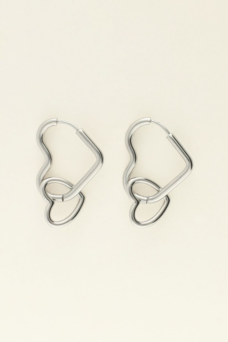 Universe double heart earrings