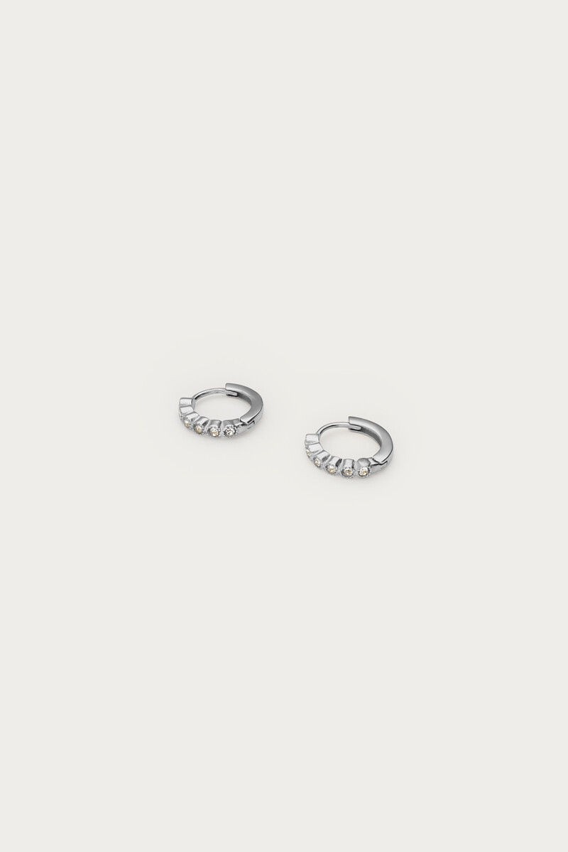 Universe hoop earrings with silver coloured rhinestones | My Jewellery