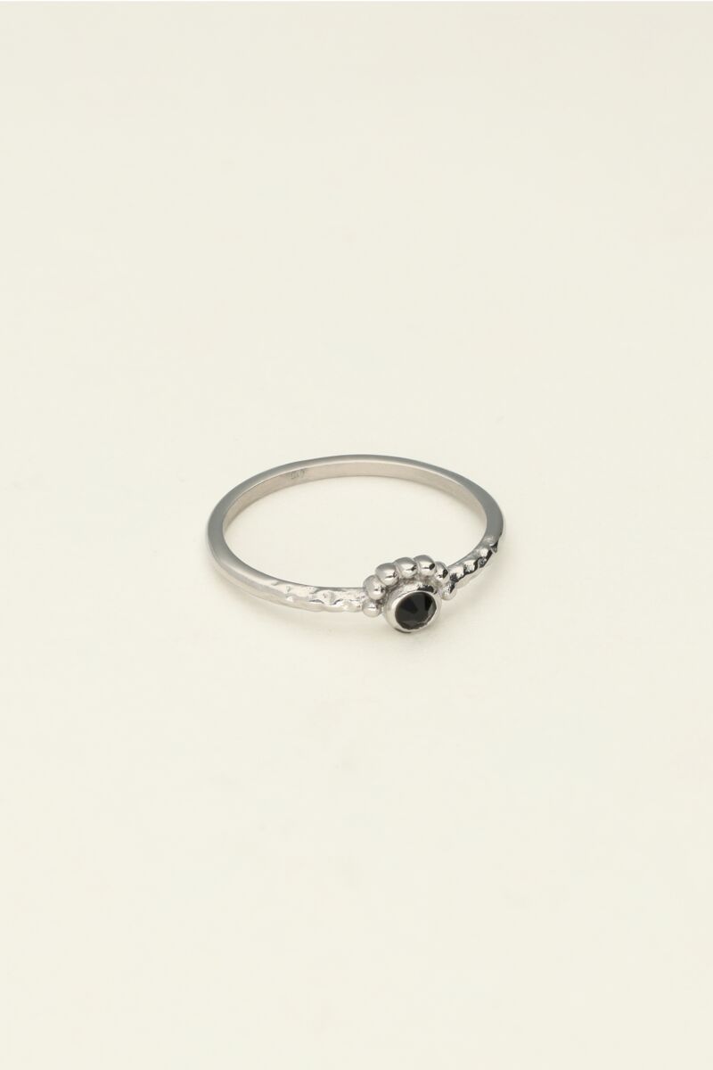 Universe ring with small black rhinestone | My Jewellery