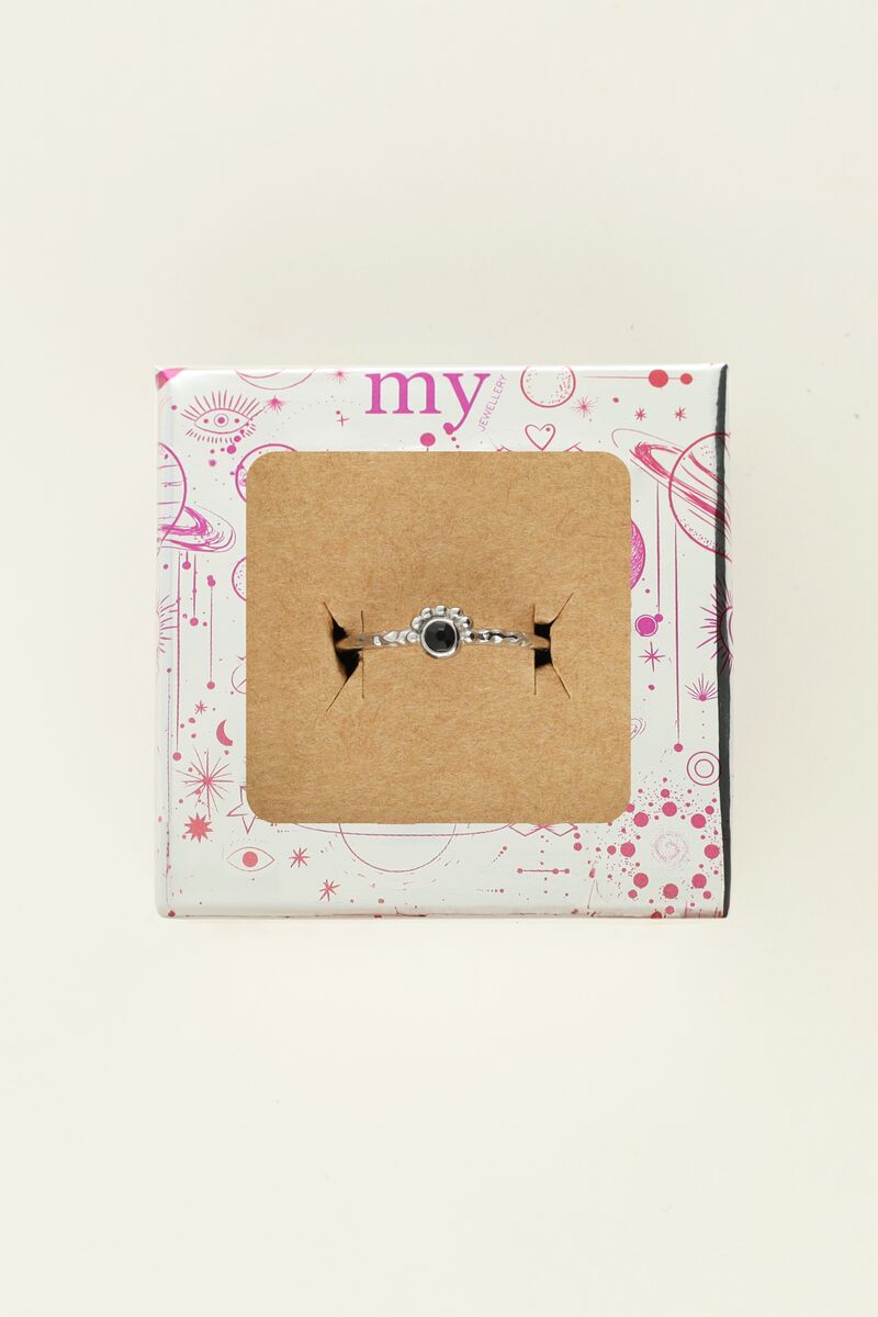 Universe ring with small black rhinestone | My Jewellery