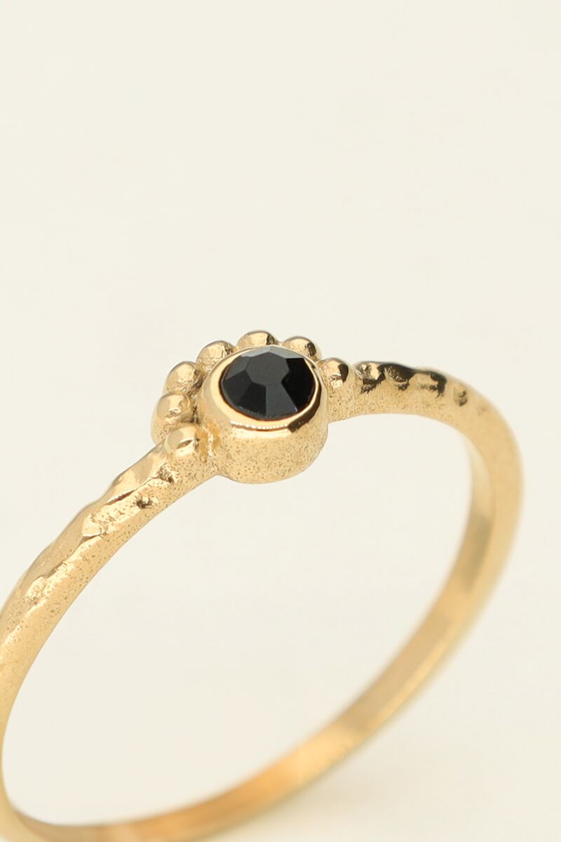 Universe ring with small black rhinestone | My Jewellery