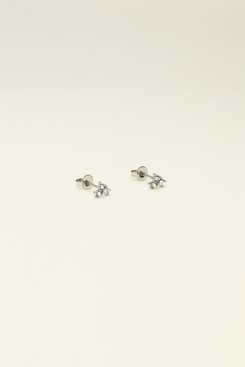 Universe studs met vierkante zilverkleurige steentjes