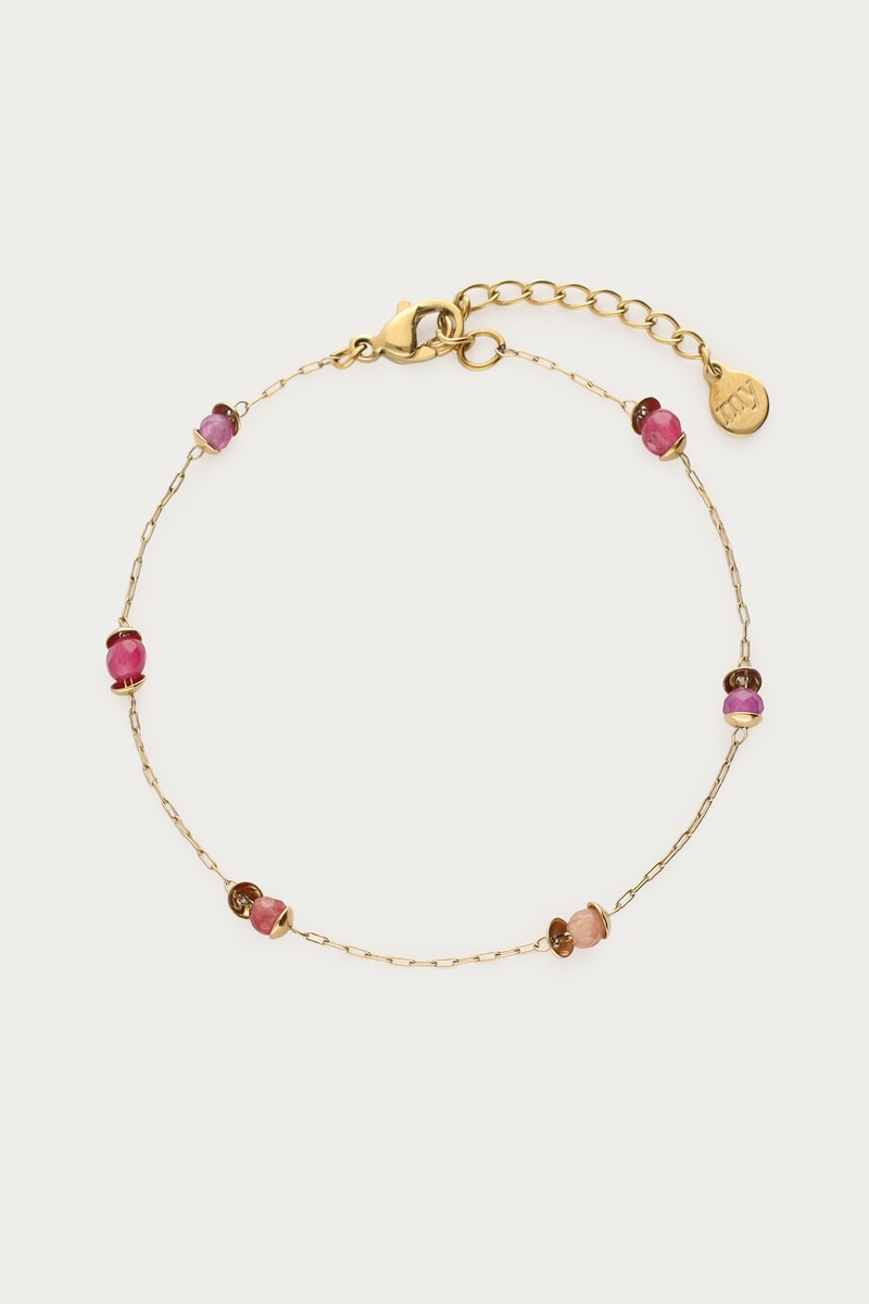 Vintage armband met rood paarse kralen