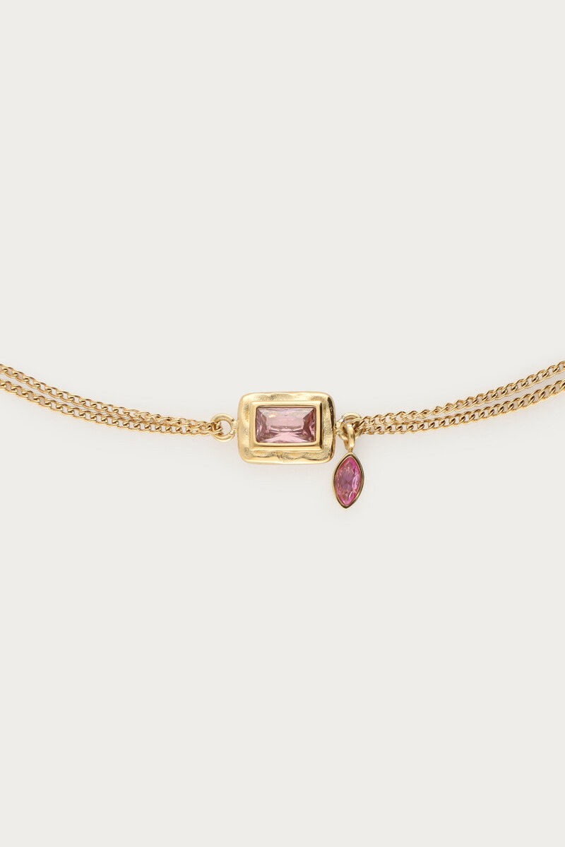 Vintage double bracelet with light pink rhinestone | My Jewellery