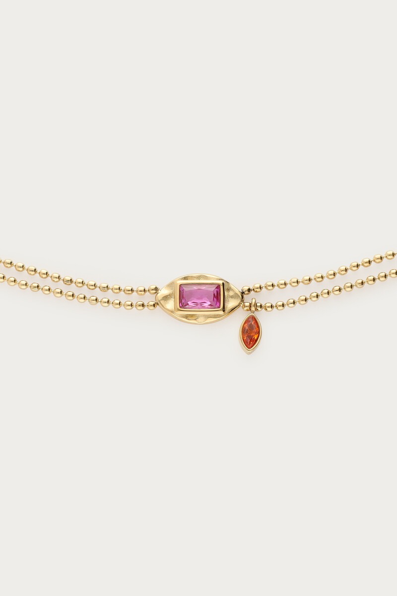 Vintage double bracelet with pink rhinestone | My Jewellery