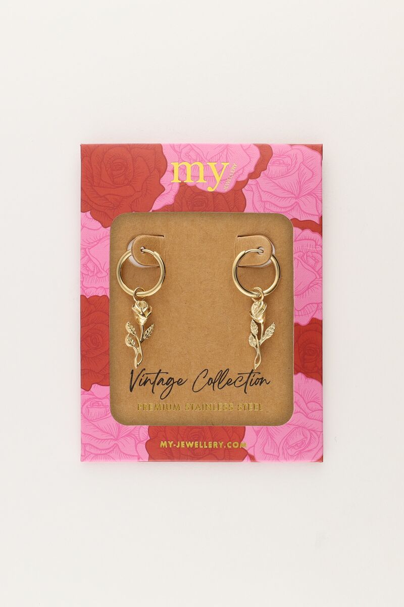 Vintage earrings with mini flat rose | My Jewellery