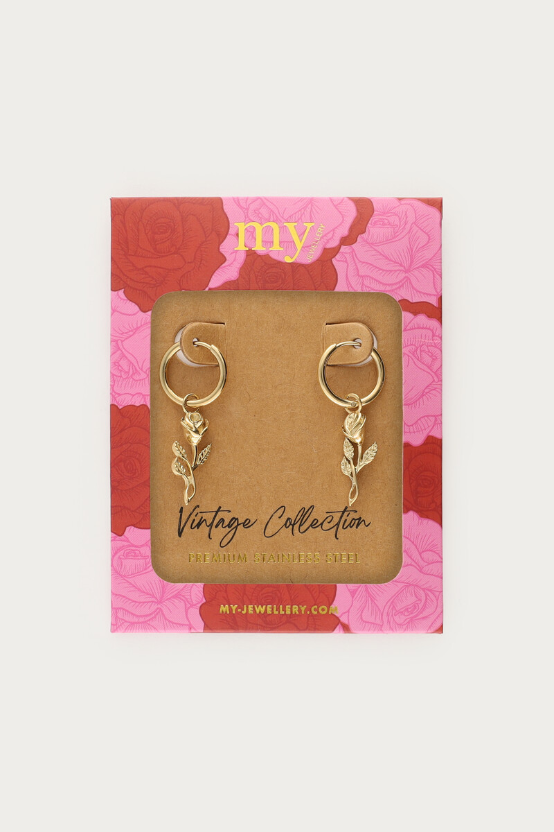 Vintage earrings with mini flat rose | My Jewellery