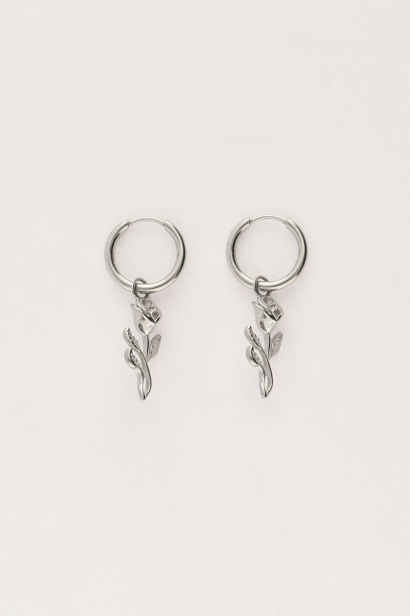 My jewellery Vintage oorringen met mini platte roos