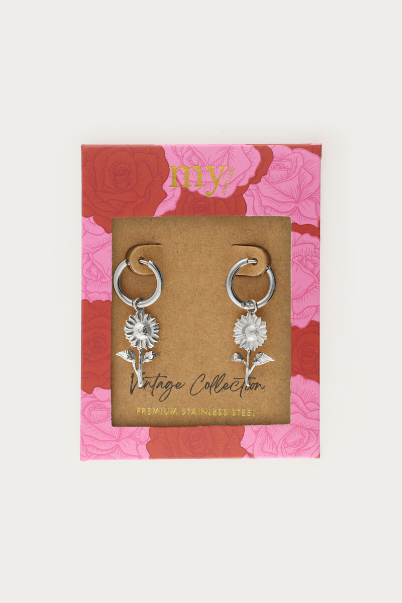 Vintage hoop earrings with sunflowers | My Jewellery