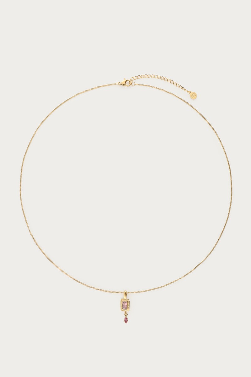 Vintage necklace with square light pink rhinestone | My Jewellery