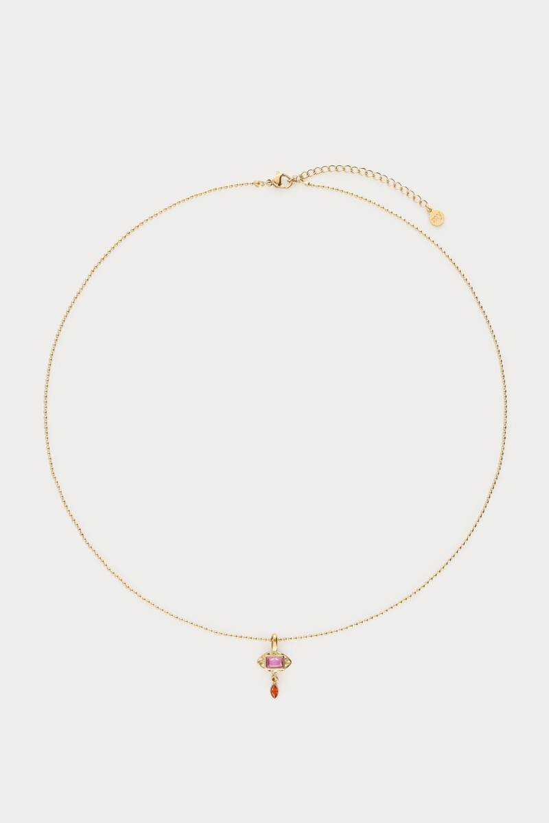 Vintage necklace with square pink rhinestone | My Jewellery