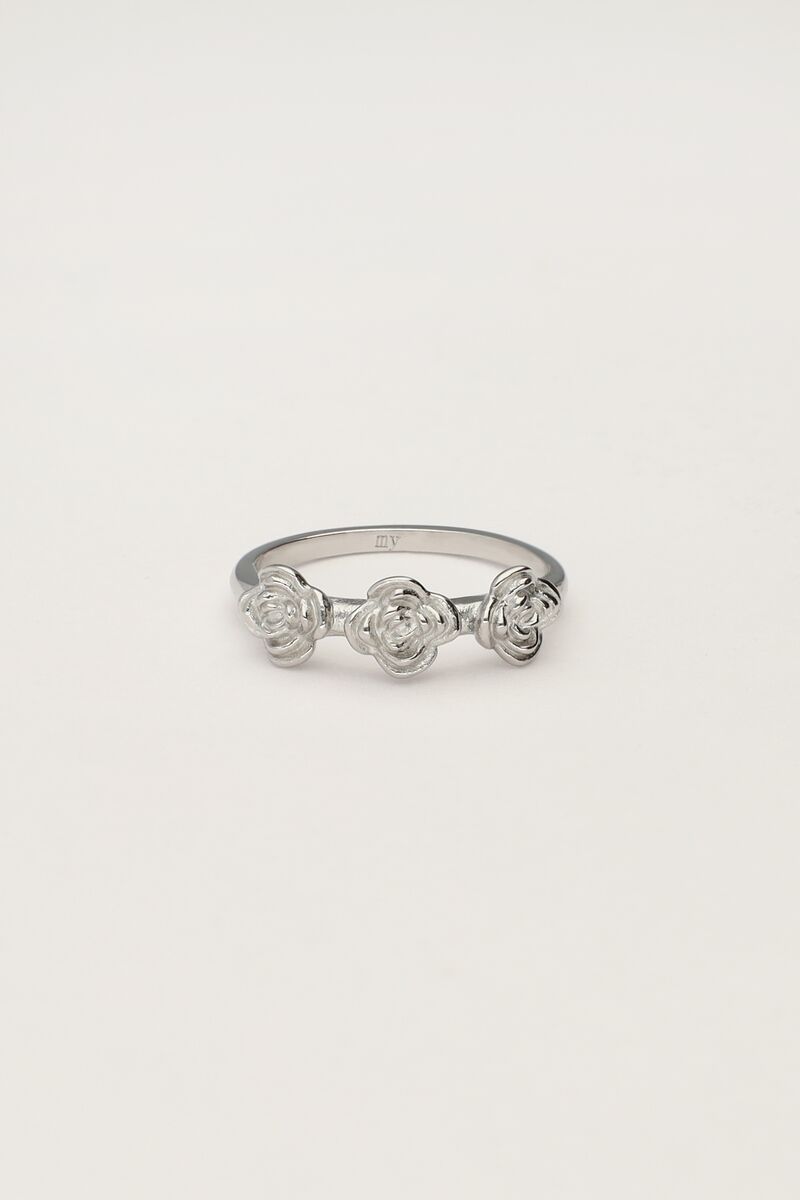 Vintage ring met 3 rozen